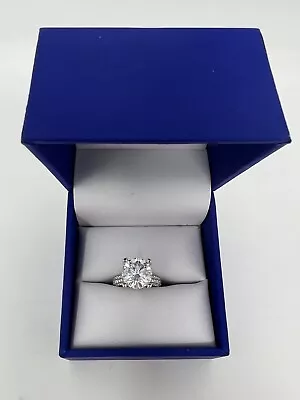 Charles & Colvard 5.76 CT TW Round Cut Moissanite Ring Solid 14K White Gold • $2800