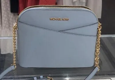 Michael Kors Jet Set Travel Medium Dome Pale Blue Leather Cross Body Bag • $79.98