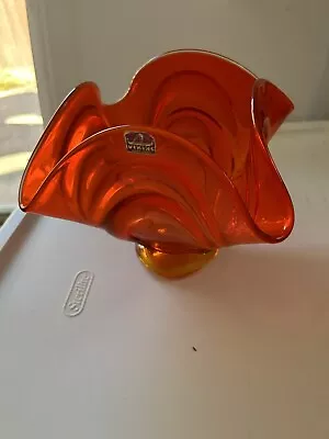 Vintage Viking Glass Vase Persimmon Orange MCM • $40