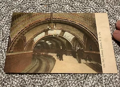 🚂New York City City Hall Subway Station Color Rotograph Vintg Postcard • $3