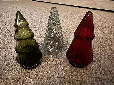 Target Bullseye Playground Christmas 2023 4.5  Green Clear Red Glass Tree Set • $16.95