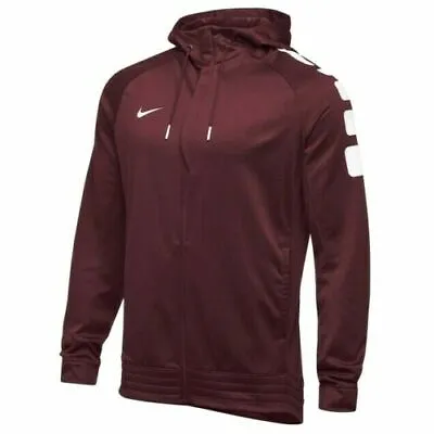 New Men’s Nike Therma-fit Team Elite Stripe Full Zip Hoodie Jacket! In Maroon! • $51.95