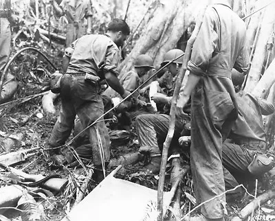 Medic Litter Bearers Helping Marine Wounded 8 X 10  World War II Photo • $7.43