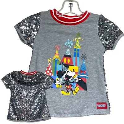 Disney Mickey Mouse Sequin Birthday T-Shirt Size XS 4/5 School Casual • $20