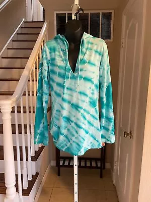 NWT Marika Balance Collectionl Tie-Dye Hoody Tunic Pullover Lightweight L • $22.99