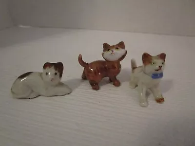 Porcelain Ceramic Mini Kitten Kitty Cat 1.5  Figurines Set Of 3 JAPAN Vintage • $12