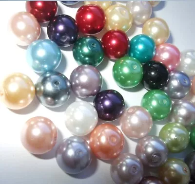 £2.99 • Buy GLASS  FAUX PEARL BEADS ROUND 200 X 3mm 100 X 6mm 50 X 8mm 25 X 10mm B20