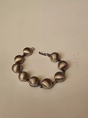 Vintage Silver Tone Domed Chain Link Bracelet 1970s Modern Space Like Vibe  • $15