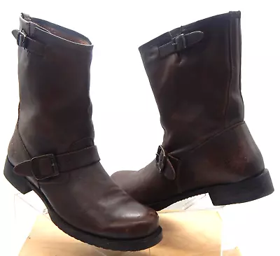 Frye Veronica Short Slouch Brown Maple Leather Women Double Buckle Boots Sz 11B • $85