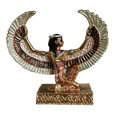 Quality Pewter Winged ISIS Figure Egyptian Goddess In Enamel & Gold Paint 5.8cm • £49.99