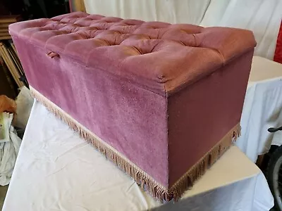 £58 • Buy Large Sherbourne Ottoman Dark Pink Soft Material + Cushion Buttoned Top