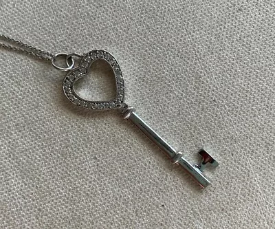 $33 • Buy Steampunk Skeleton Key Necklace Heart Crystal Sterling Designer EC 18  