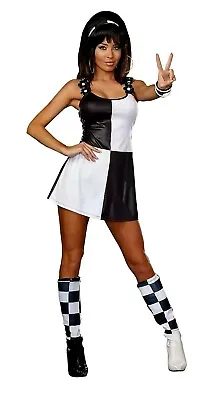 $36.99 • Buy Go Go Girl 60s Mod Yeah Baby 3pc Halloween Costume Checker Dress Md Medium 9859