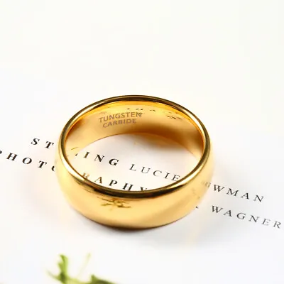 18K Gold 8MM Tungsten Carbide Men Engagement Wedding Ring Polished Dome Band Dad • $16.47