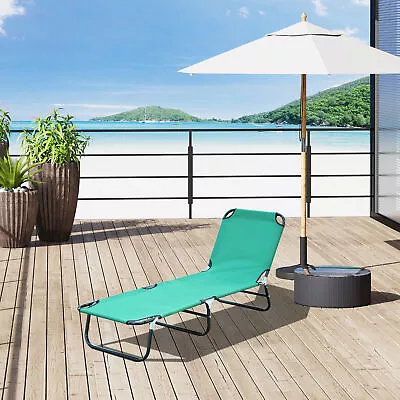 Patio Foldable Chaise Lounge Chair Outdoor Camping Cot Sun Recliner Beach Pool • $49.99