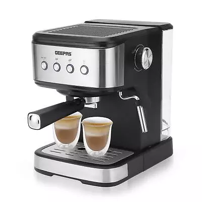 GEEPAS 15 Bar Espresso & Cappuccino Coffee Machine With Milk Frother 1.5L Tank • £75.99