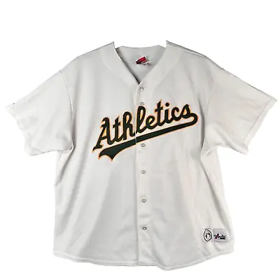 Vintage Majestic Mens 2X White Oakland Athletics MLB Jersey Made In USA Stitched • $35