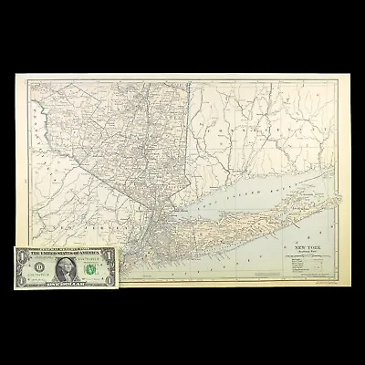 Vintage Long Island Map Southern New York State Old Original Poughkeepsie • $19.51