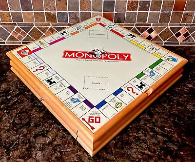 Monopoly Sorry Board Game Plus 6 Classic Games Set Solid Wood Cabinet • $79.99