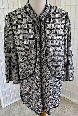 Ming Wang Jacket Black & White Chain Trim Women's 1X • $59.99