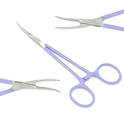  Premium Mosquito Hemostat Forceps 5 Curved  Fine  Locking Handle  Purple  Color • $5.99