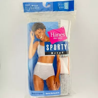 Vintage Hanes Womens Sporty Cotton Briefs Underwear 4-pack Size 9 - 2001 • $39.99