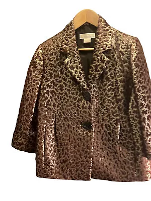 MICHAEL KORS Women's Gold Bronze Brown Metallic Jacket Blazer Size 10 Mob Wife • $25