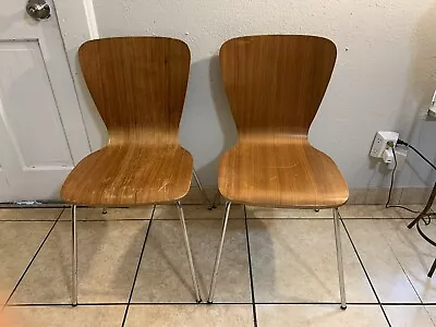 Mid Century Modern  Style Bentwood Molded Ply Wood Side Dining Chairs Metal • $199.99