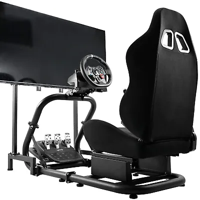 Dardoo Sim Racing Cockpit W/ TV Stand & Seat Fit Logitech G920 Thrustmaster Xbox • £125.99