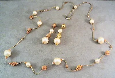 Mid-Century Modernist SPACE-AGE Long NECKLACE & Matching Dangle EARRINGS SET MCM • $14.96
