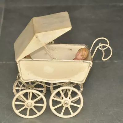 Vintage Baby Doll House Baby Boys In Pram Litho Tin & Celluloid ToyGermany • $226.09