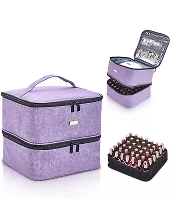 Purple Portable Nail Polish Storage Carry Bag Organizer Case 42 Bottles NEW • $20