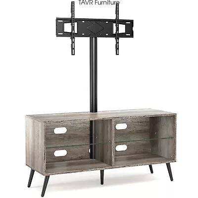 Wood TV Stand Media Console With Mount And Wheels For Most 32-65 Inches TVs Oak • $129.59