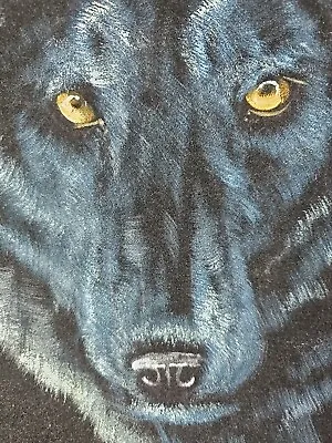 Vintage Signed Artist Ortiz Mexico Black Velvet Wolf Painting- Hand-Carved Frame • $25