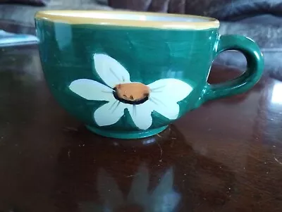 Mamma Ro Flower Breakfast  Cup Jumbo Mug Vintage Italy Oversized Green • $14.50