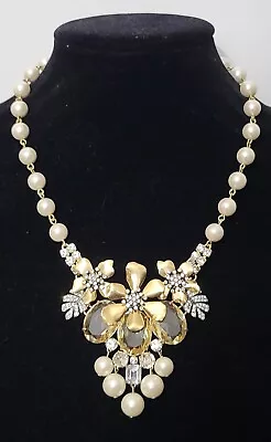 J CREW Chunky Pearl Gold Pearl White Flower Necklace ❤️ BNWOB • $79.99