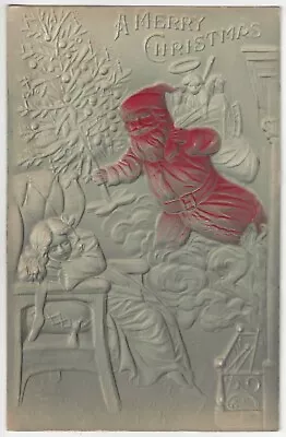 1907 Christmas SANTA CLAUS - Airbrushed And Heavily Embossed - Vintage Postcard • $15