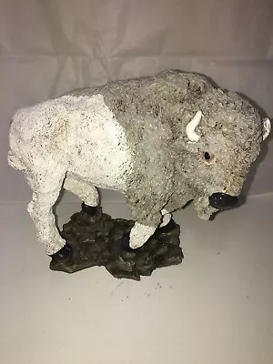 Vtg White & Gray  Buffalo Bison Resin Figurine 8” Long • $18
