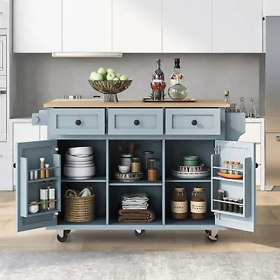 Drop-Leaf Kitchen Island Trolley Cart With Storage Cabinet With5 Wheels&2 Drawer • $332