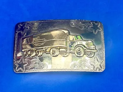 Big Rig SEMI Truck Trailer Western Mixed Metal Vintage Drivers Belt Buckle  • $32.99