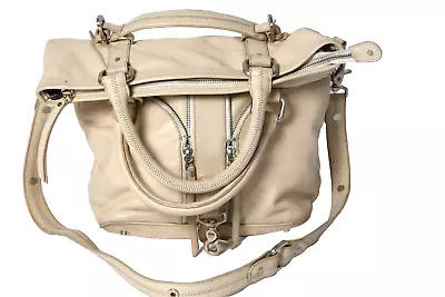 JUNIOR DRAKE Beige Leather Slouchy Shoulder Tote Bag • $65.99