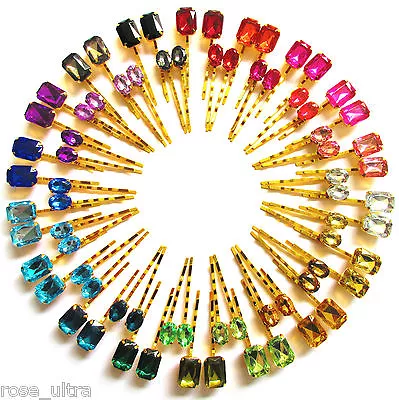 £2.99 • Buy Diamante Bobby Pins, Jewelled Hair Slides Vintage Rhinestone Clips Grips Crystal