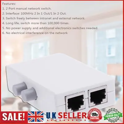 Mini 2 Port RJ45 Network Switch Ethernet Network Box Switcher Adapter HUB GB • £6.39