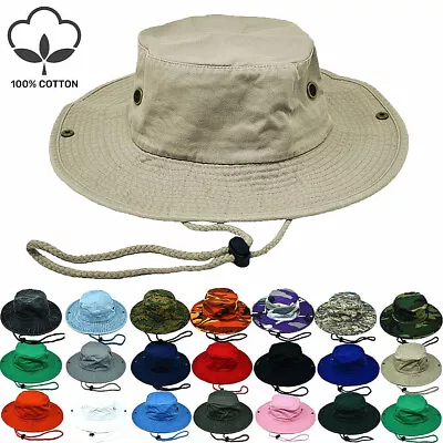 Unisex 100% Cotton Bucket Hat Fishing Camping Safari Boonie Sun Brim Summer Cap • $11.99