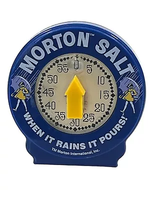 Vintage Morton Salt Kitchen Timer Blue Yellow “When It Rains It Pours” -Tested • $29.94