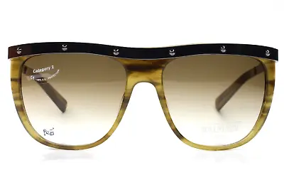 Balmain Paris BL2004 04 Khaki Horn Metal Luxury Sunglasses 58-17-135mm W/ Case • $329.99