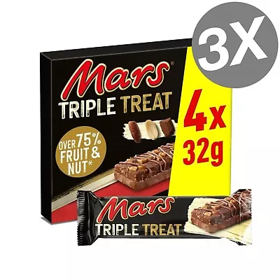 3 X 4 32g Mars Triple Treat Fruit & Nut Chocolate Bars Healthy Snacks BBE 7/23 • £7.49