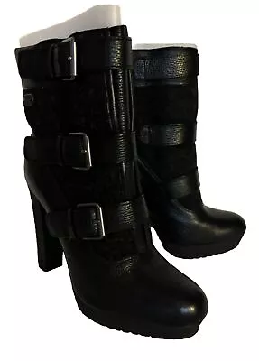 Miss Sixty Ladies Brand New  Black Leather High Heeled Ankle Boots Size 6 • £20