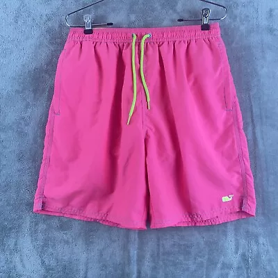 Vineyard Vines Swim Trunks Mens M Pink Shorts Solid Lined Pockets Island • $19.99
