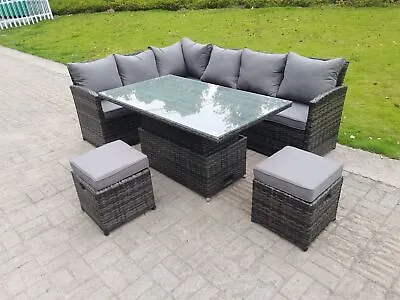 Fimous Corner Rattan Garden Furniture Sofa Dining Adjustable Rising Table Sets  • £879